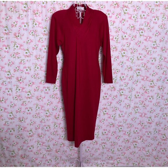 Vintage AS IS sweater dress |s-m| merlot red distressed tlc recycle Aldóne - Picture 1 of 10